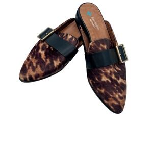 BareTraps Graycie Leopard Print Pointed Toe Mule Flats Calf Hair  Wms Shoes 8M